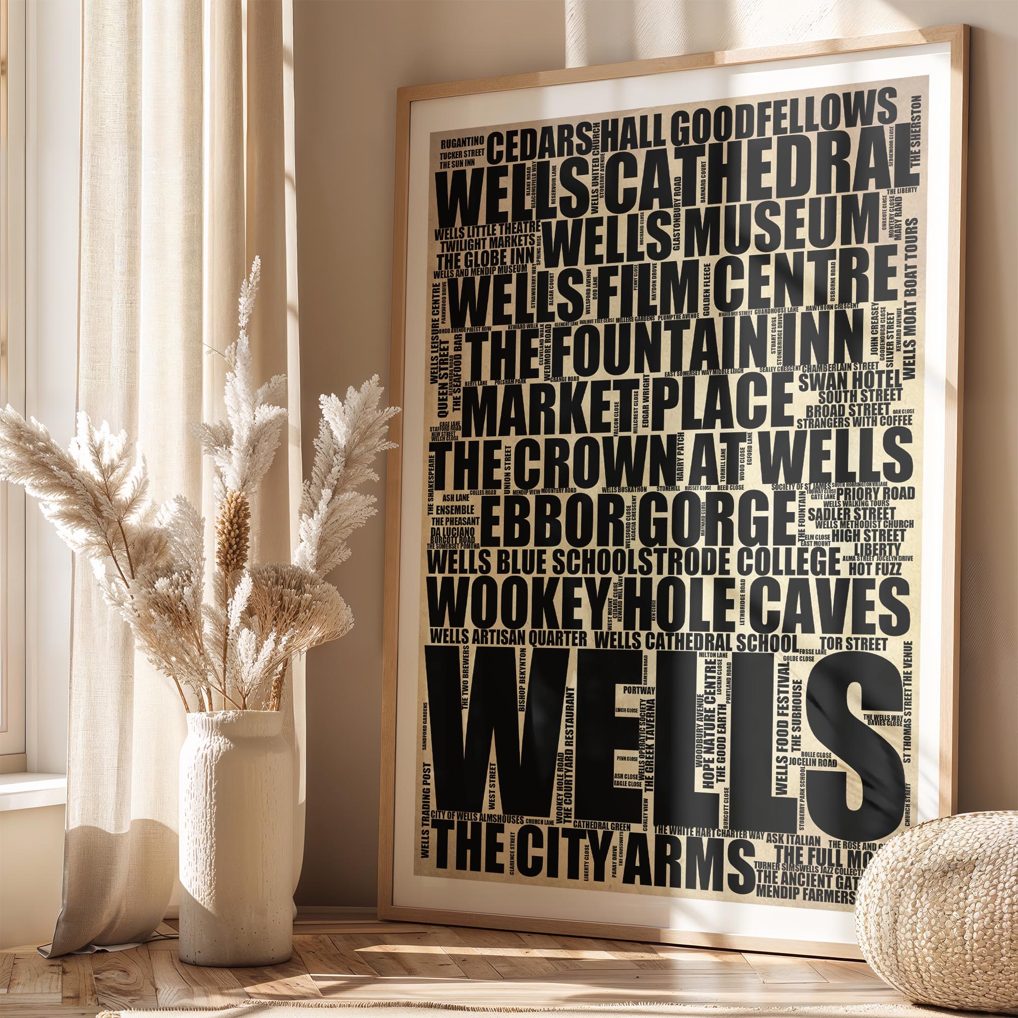 Wells - Premium Typographic Word Cloud Prints, Posters & Gifts