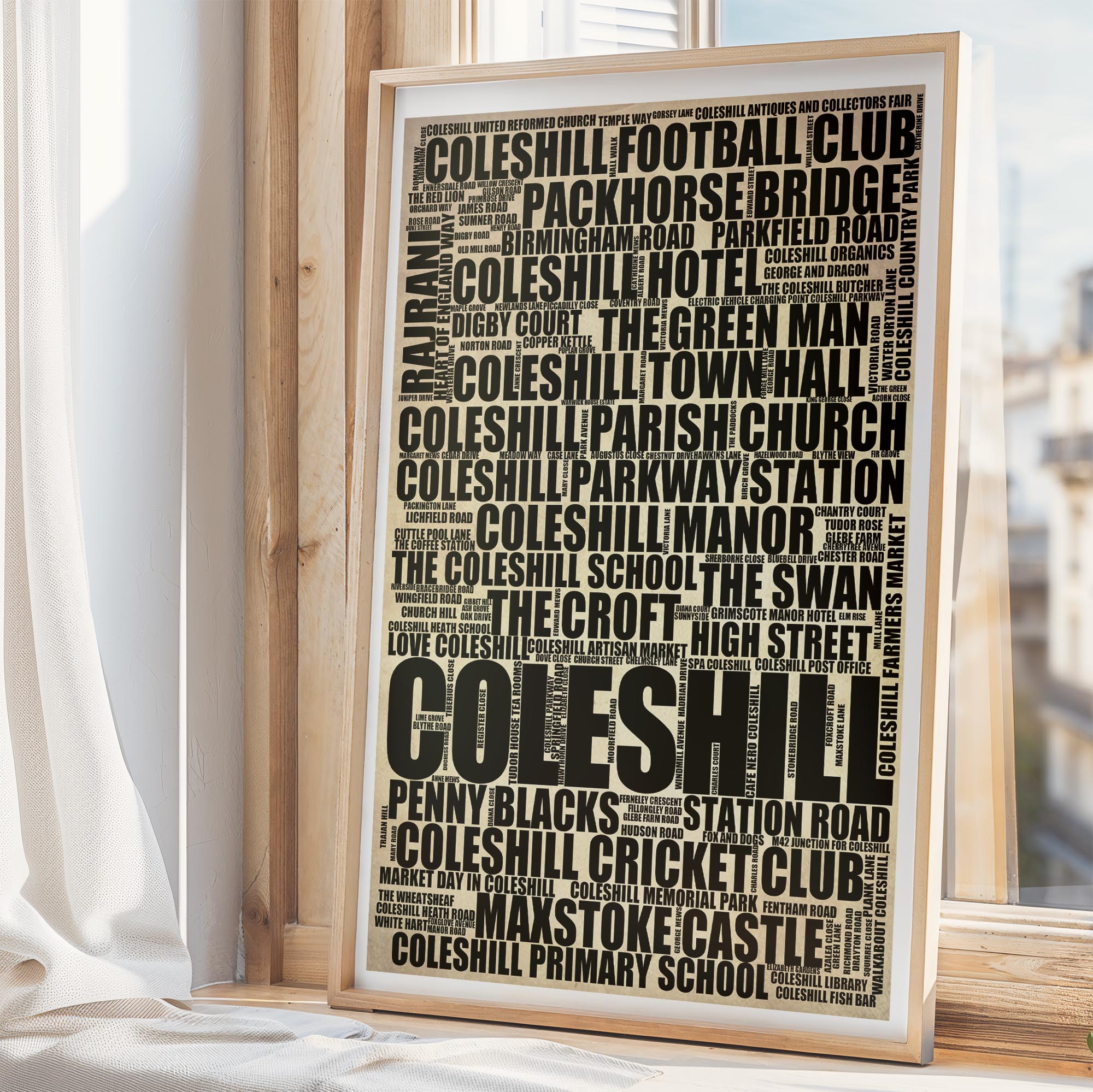 Coleshill - Premium Typographic Word Cloud Prints, Posters & Gifts