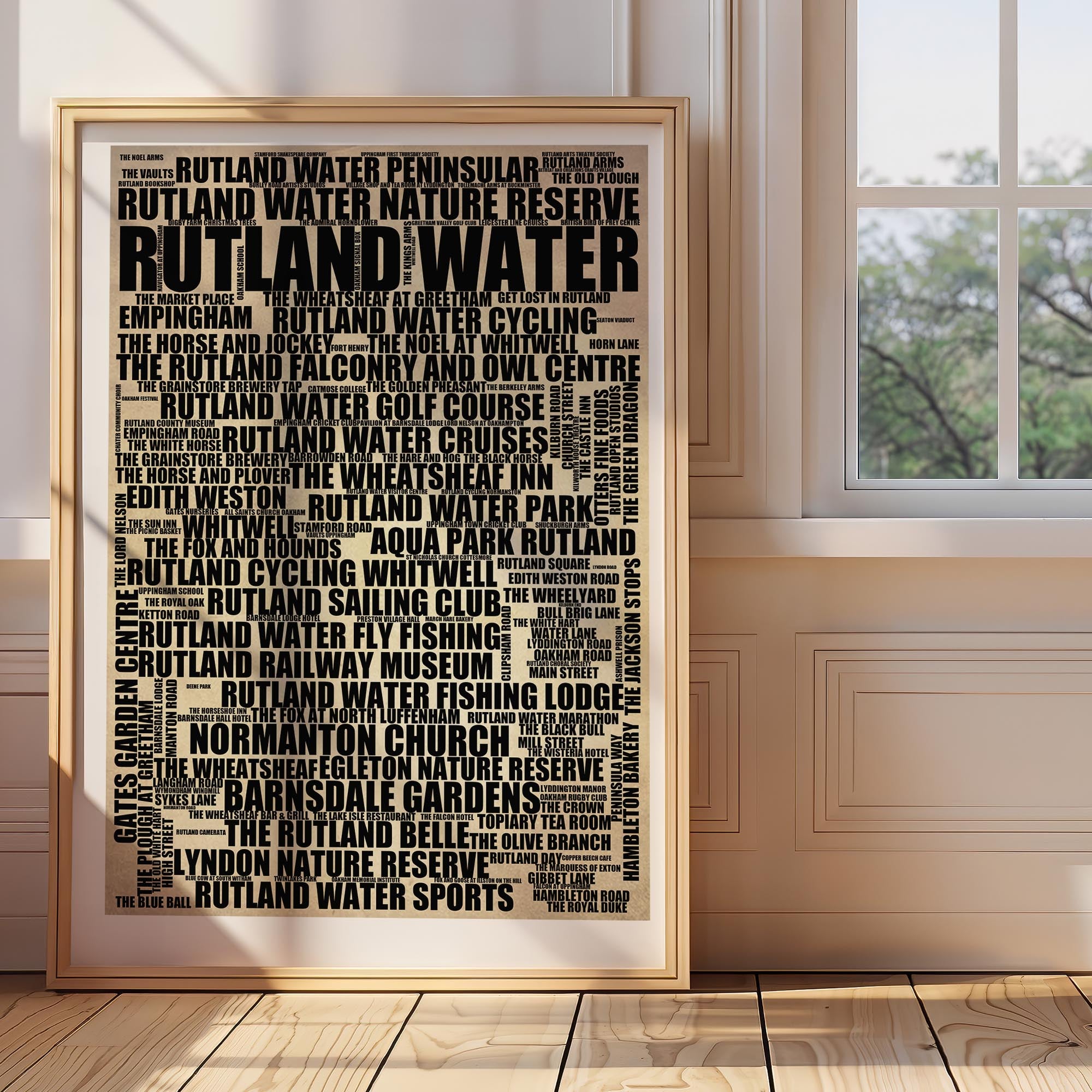 Rutland Water - Premium Typographic Word Cloud Prints, Posters & Gifts