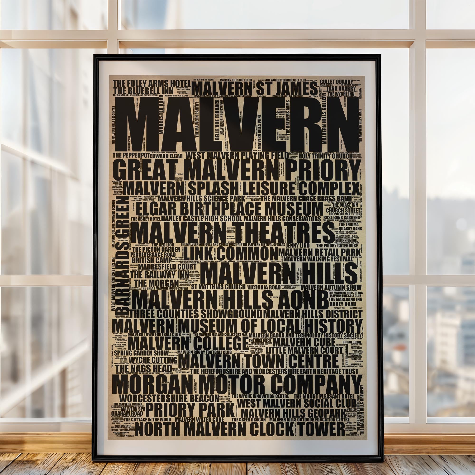 Malvern - Premium Typographic Word Cloud Prints, Posters & Gifts