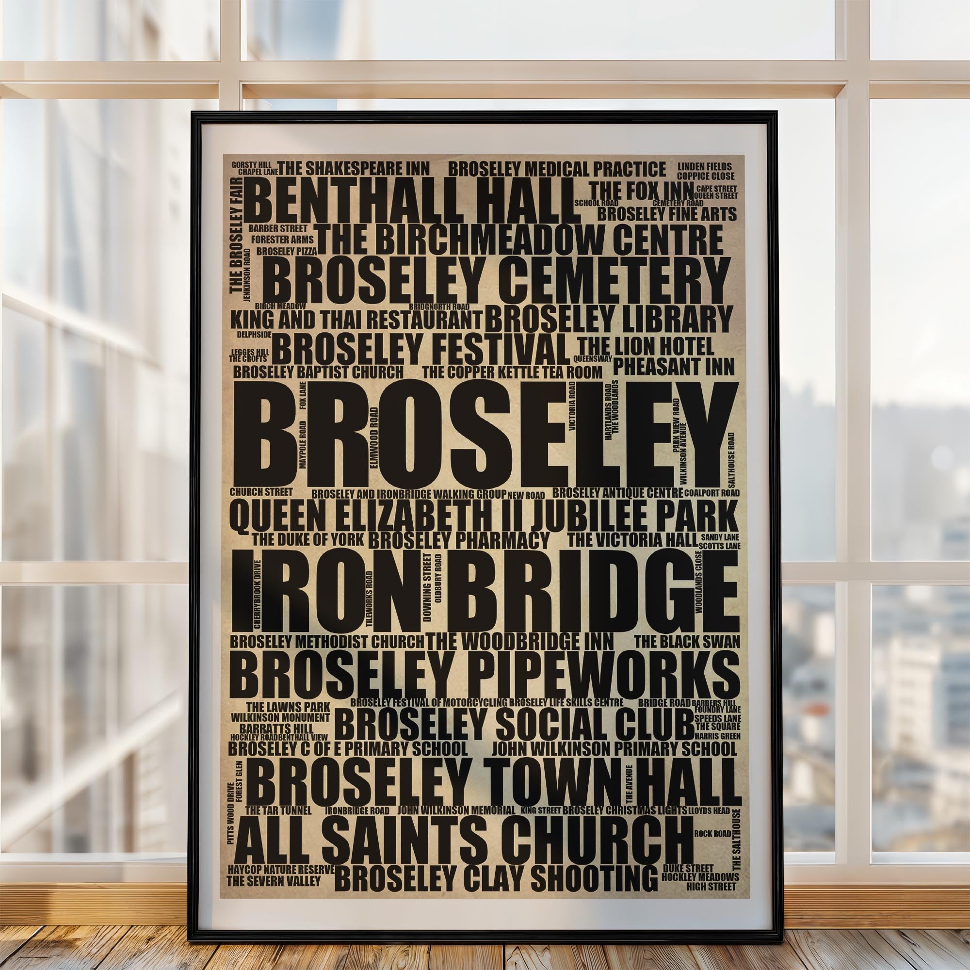 Broseley - Premium Typographic Word Cloud Prints, Posters & Gifts