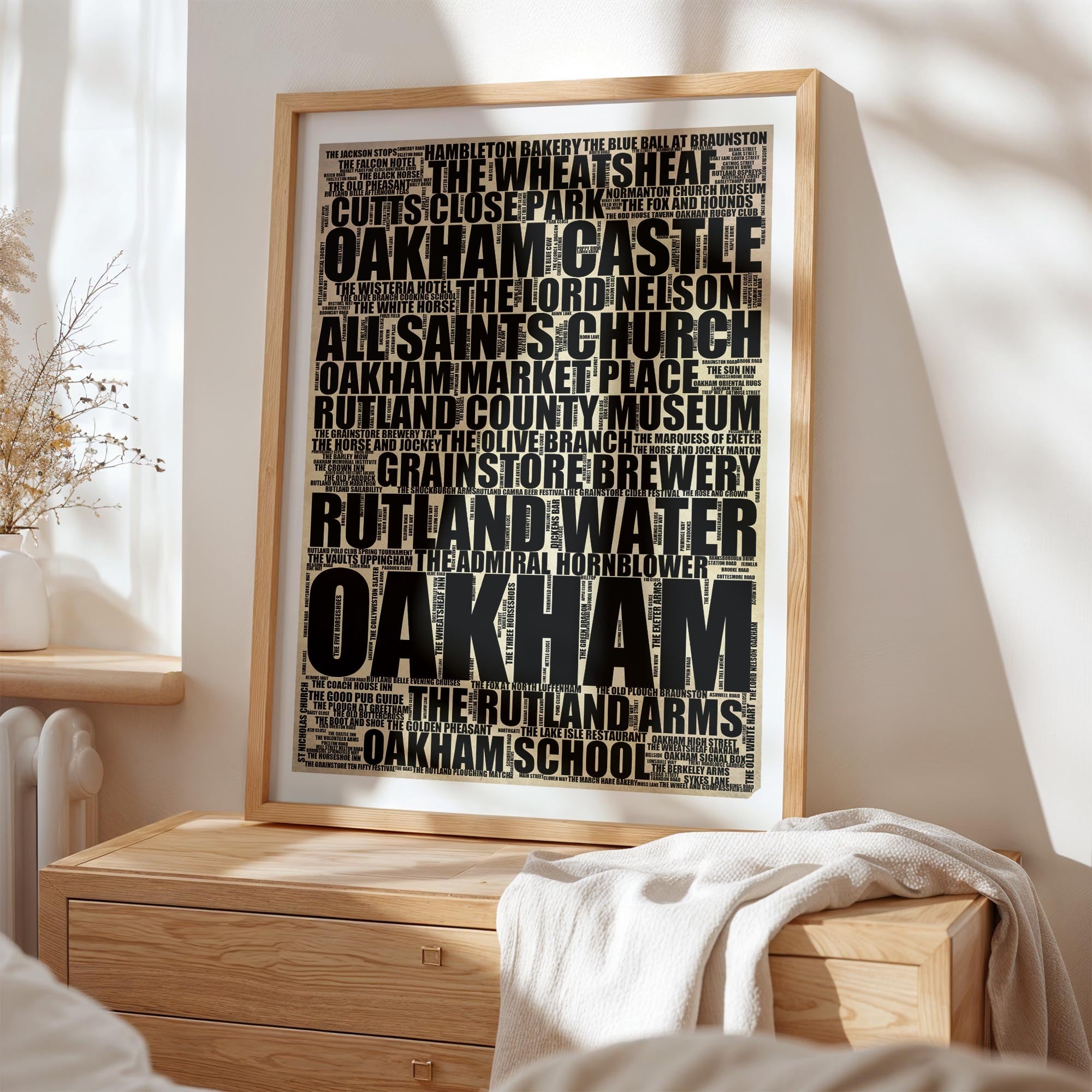 Oakham - Premium Typographic Word Cloud Prints, Posters & Gifts