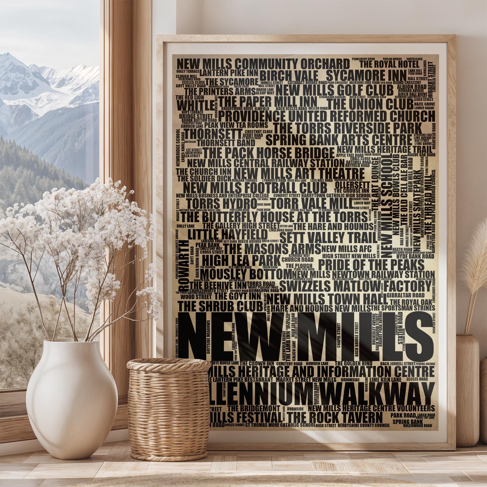 New Mills - Premium Typographic Word Cloud Prints, Posters & Gifts