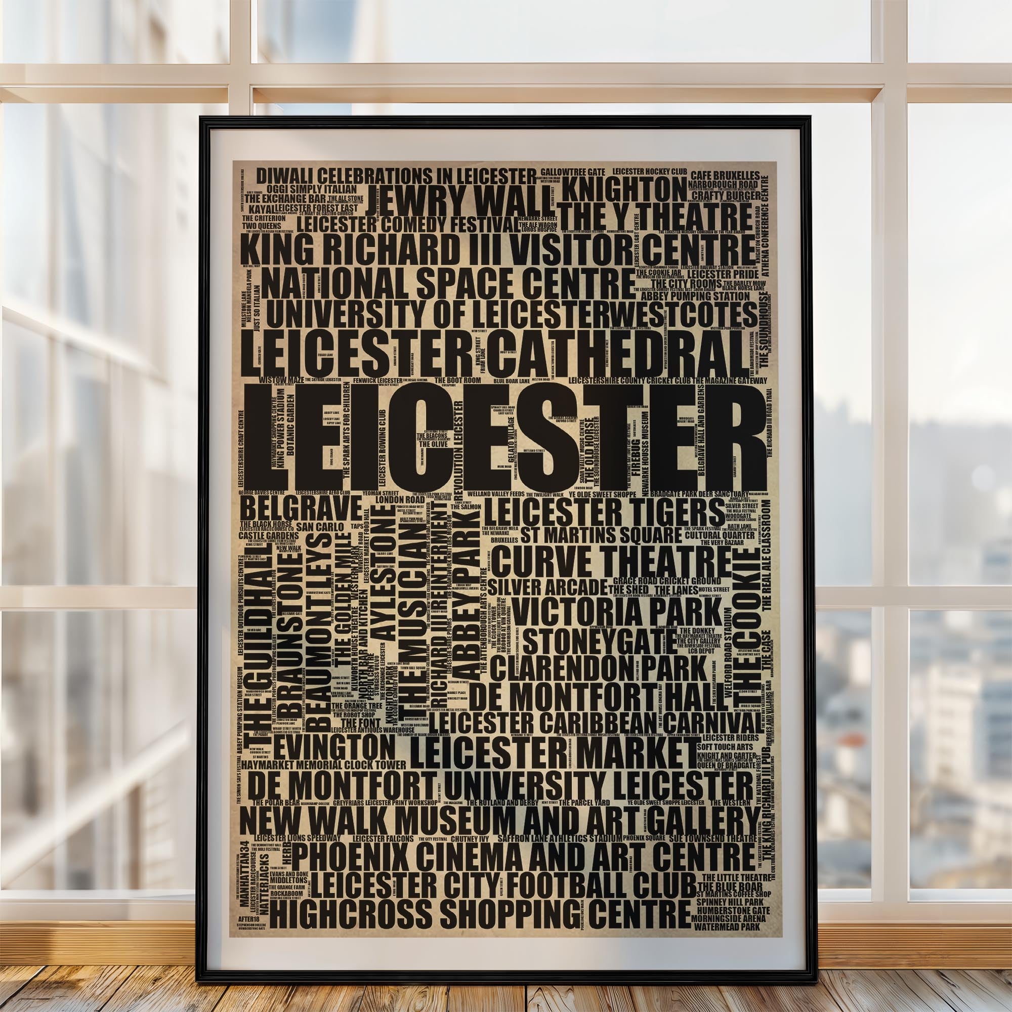 Leicester - Premium Typographic Word Cloud Prints, Posters & Gifts