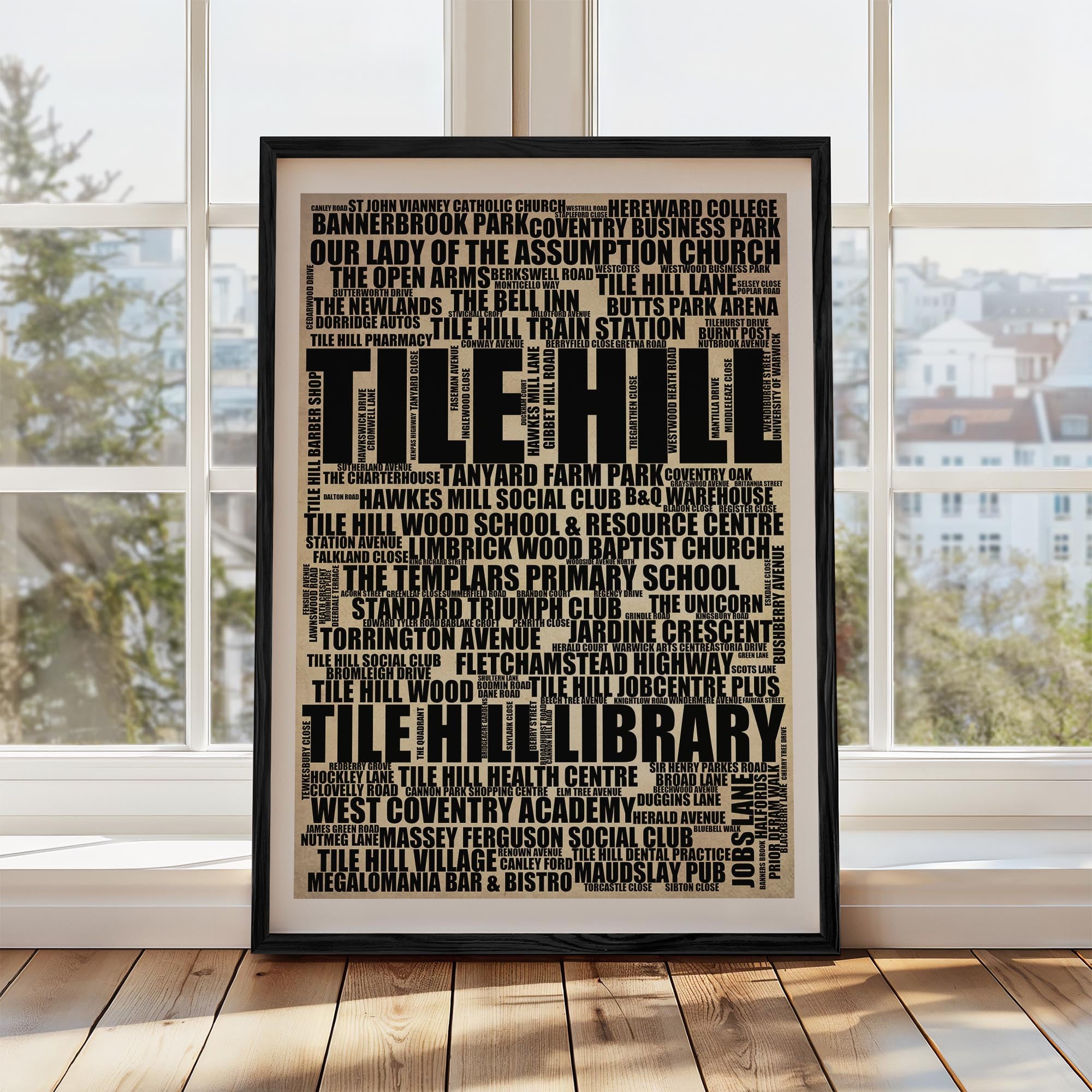 Tile Hill - Premium Typographic Word Cloud Prints, Posters & Gifts