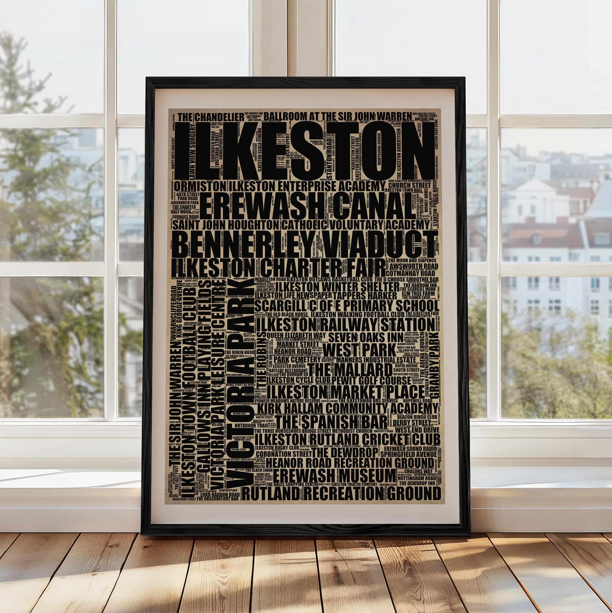 Ilkeston - Premium Typographic Word Cloud Prints, Posters & Gifts