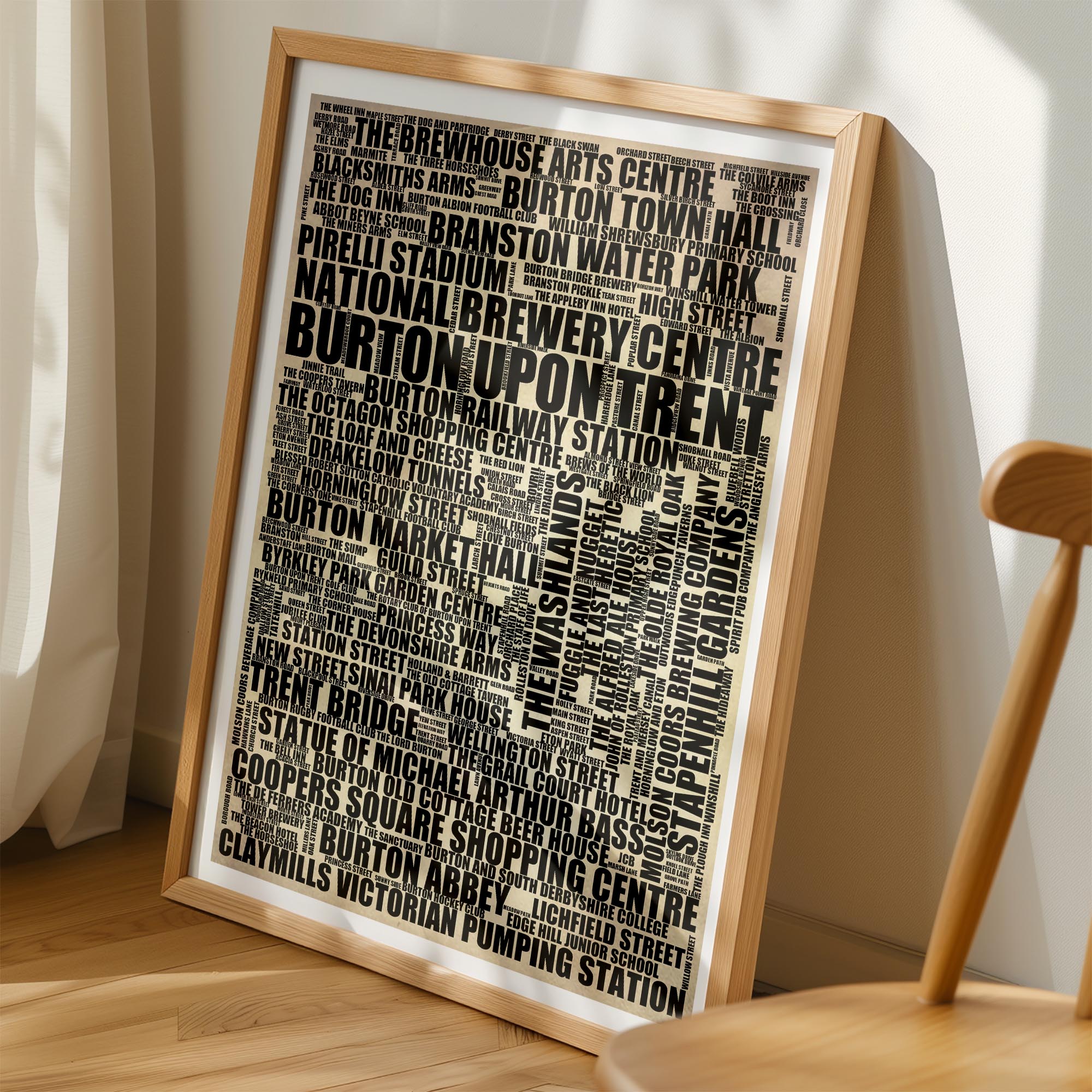 Burton upon Trent - Premium Typographic Word Cloud Prints, Posters & Gifts