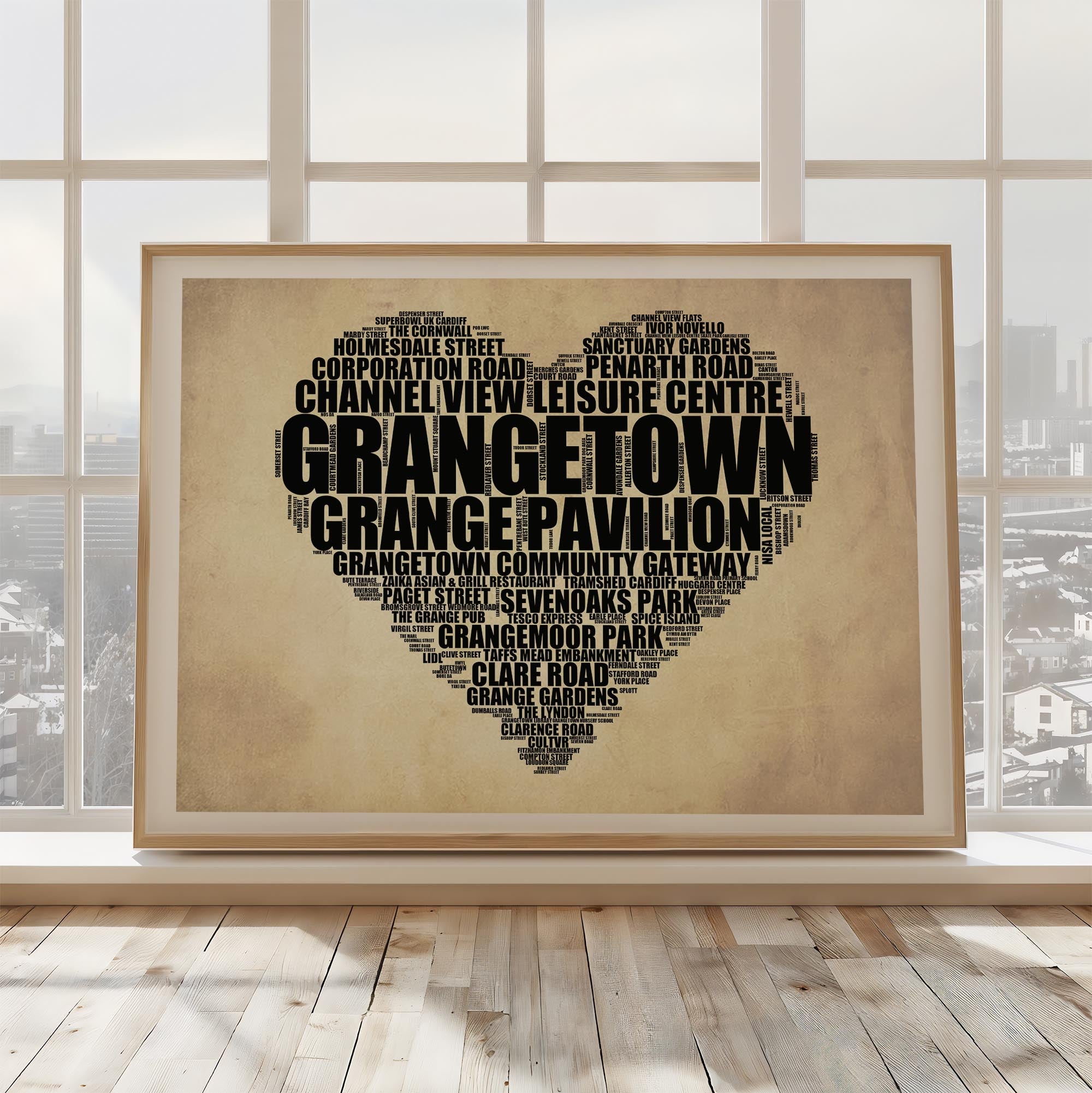Grangetown - Premium Typographic Word Cloud Prints, Posters & Gifts