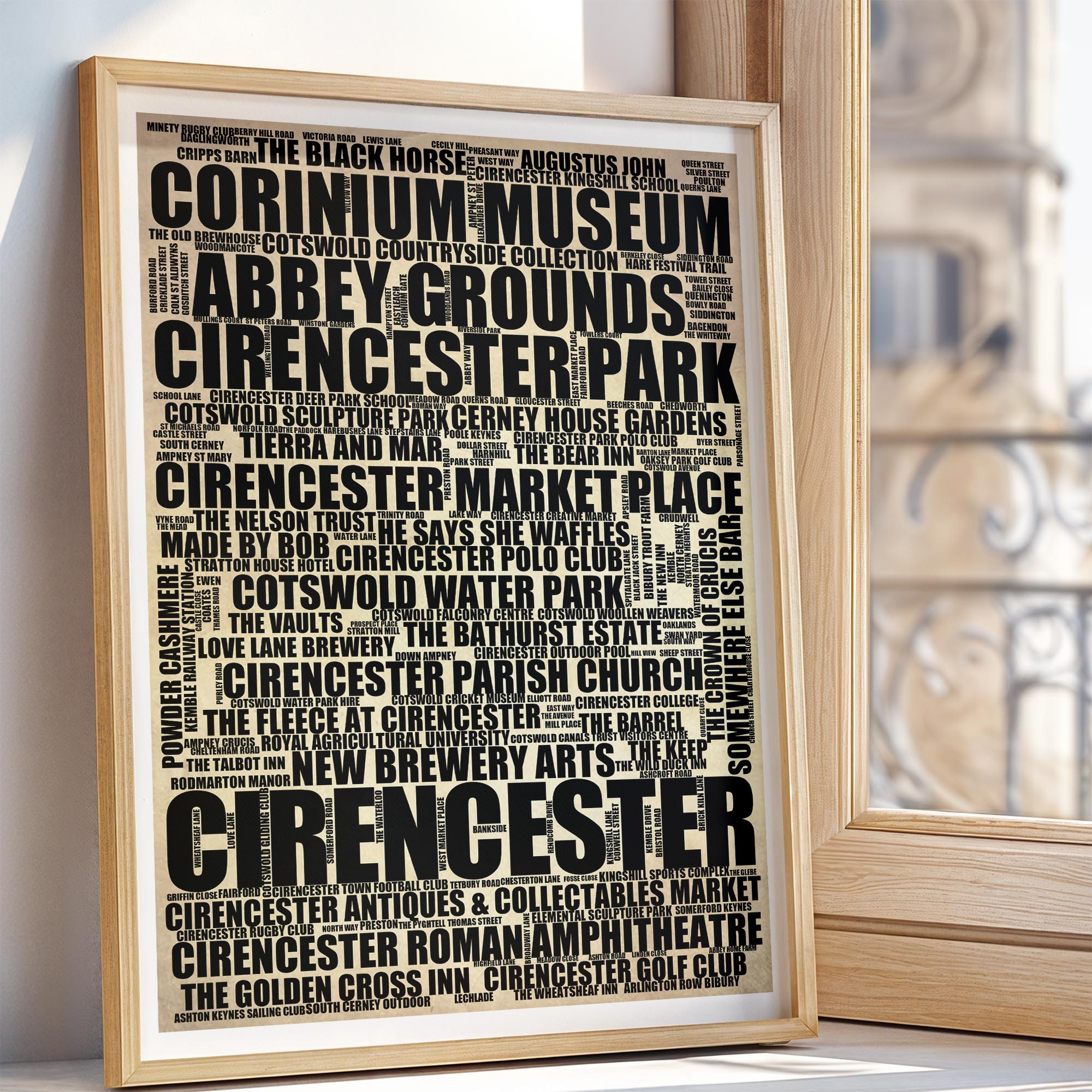 Cirencester - Premium Typographic Word Cloud Prints, Posters & Gifts