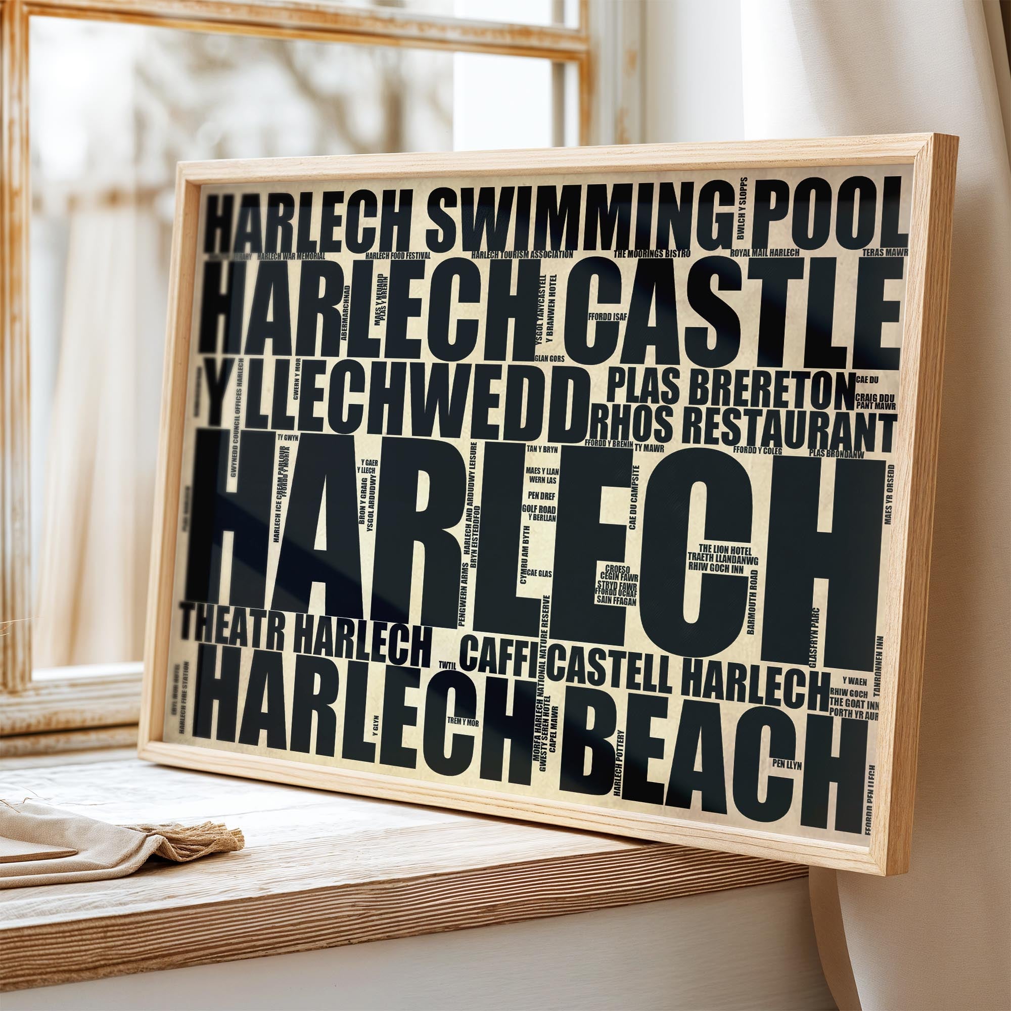 Harlech - Premium Typographic Word Cloud Prints, Posters & Gifts