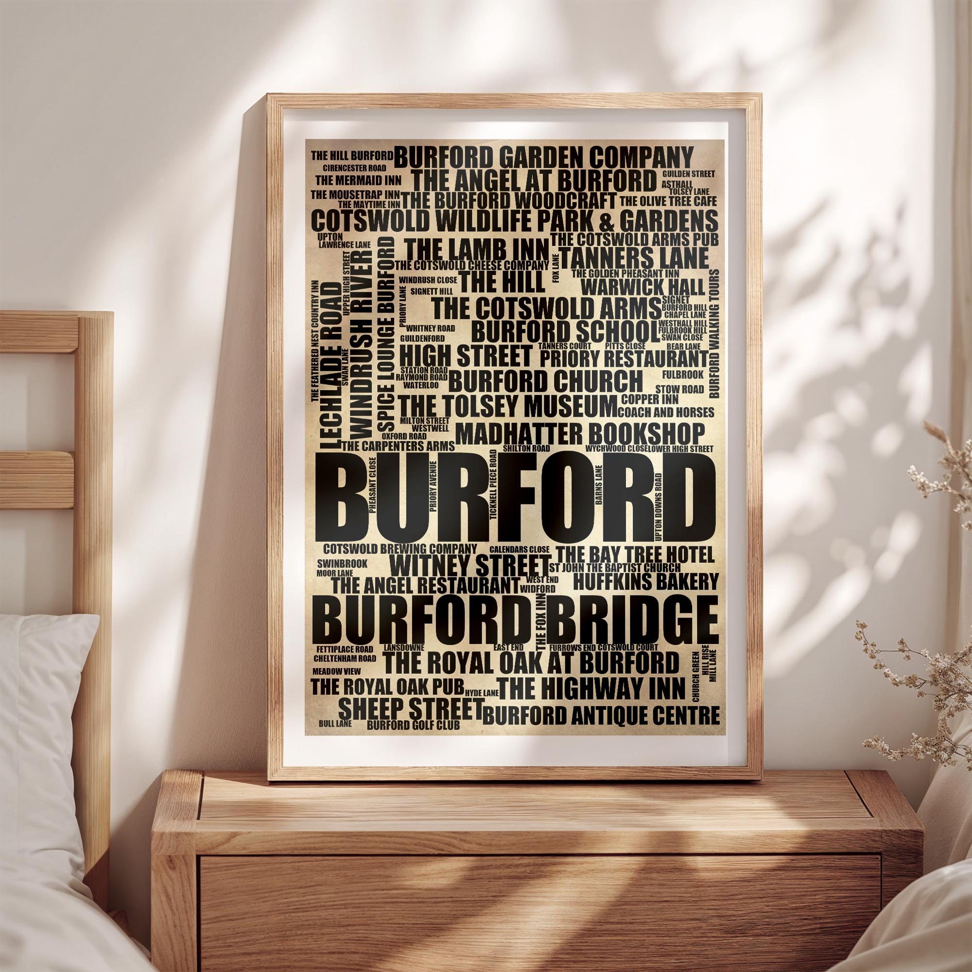 Burford - Premium Typographic Word Cloud Prints, Posters & Gifts