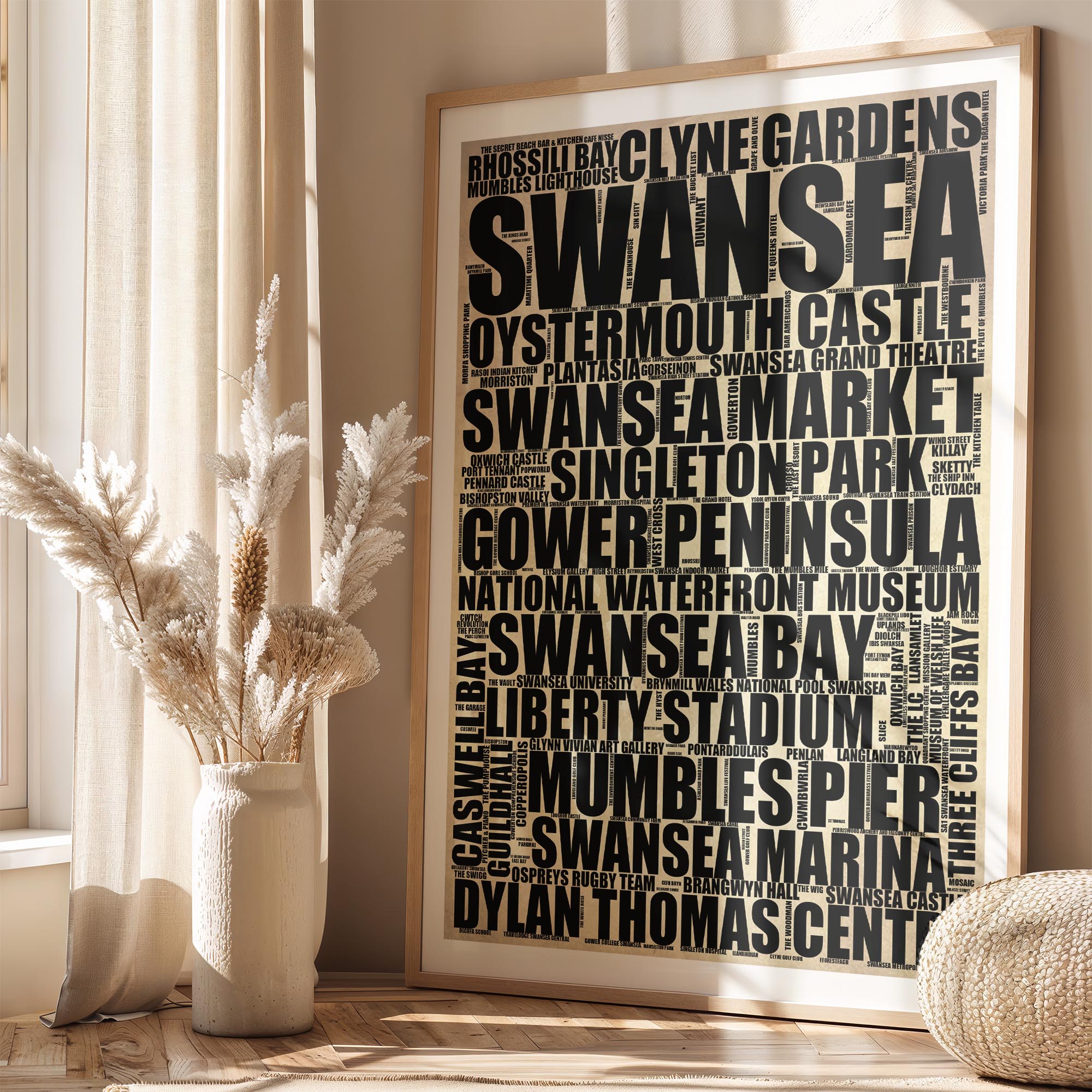 Swansea - Premium Typographic Word Cloud Prints, Posters & Gifts