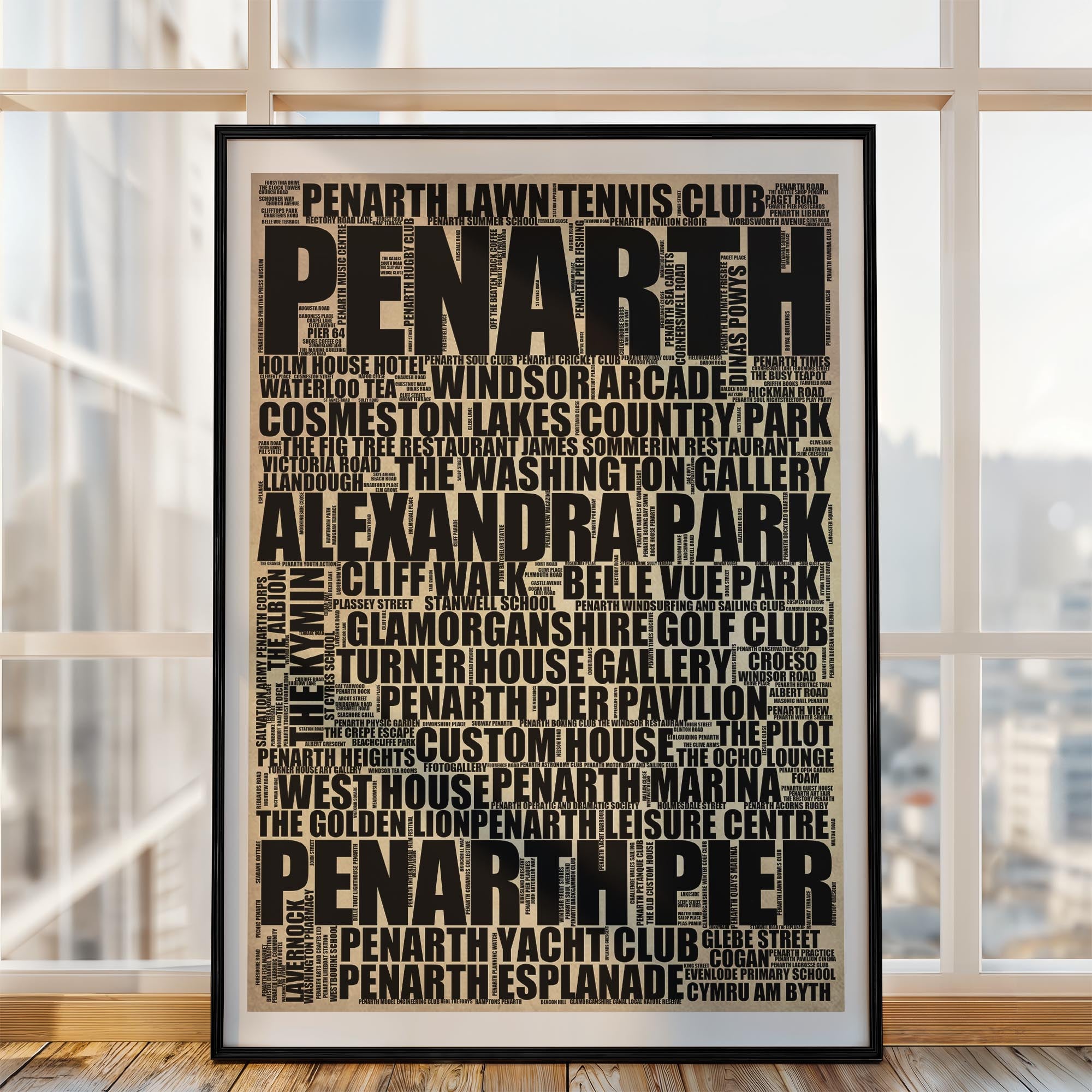 Penarth - Premium Typographic Word Cloud Prints, Posters & Gifts