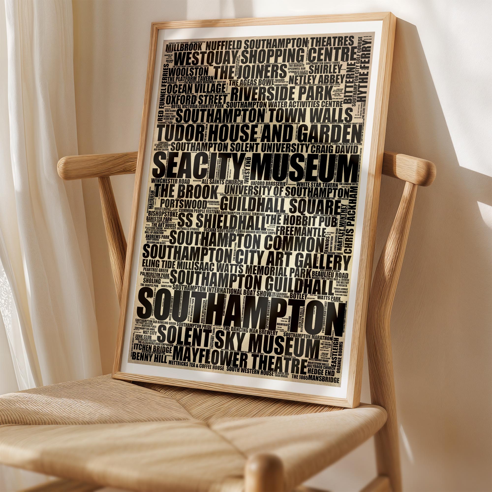 Southampton - Premium Typographic Word Cloud Prints, Posters & Gifts