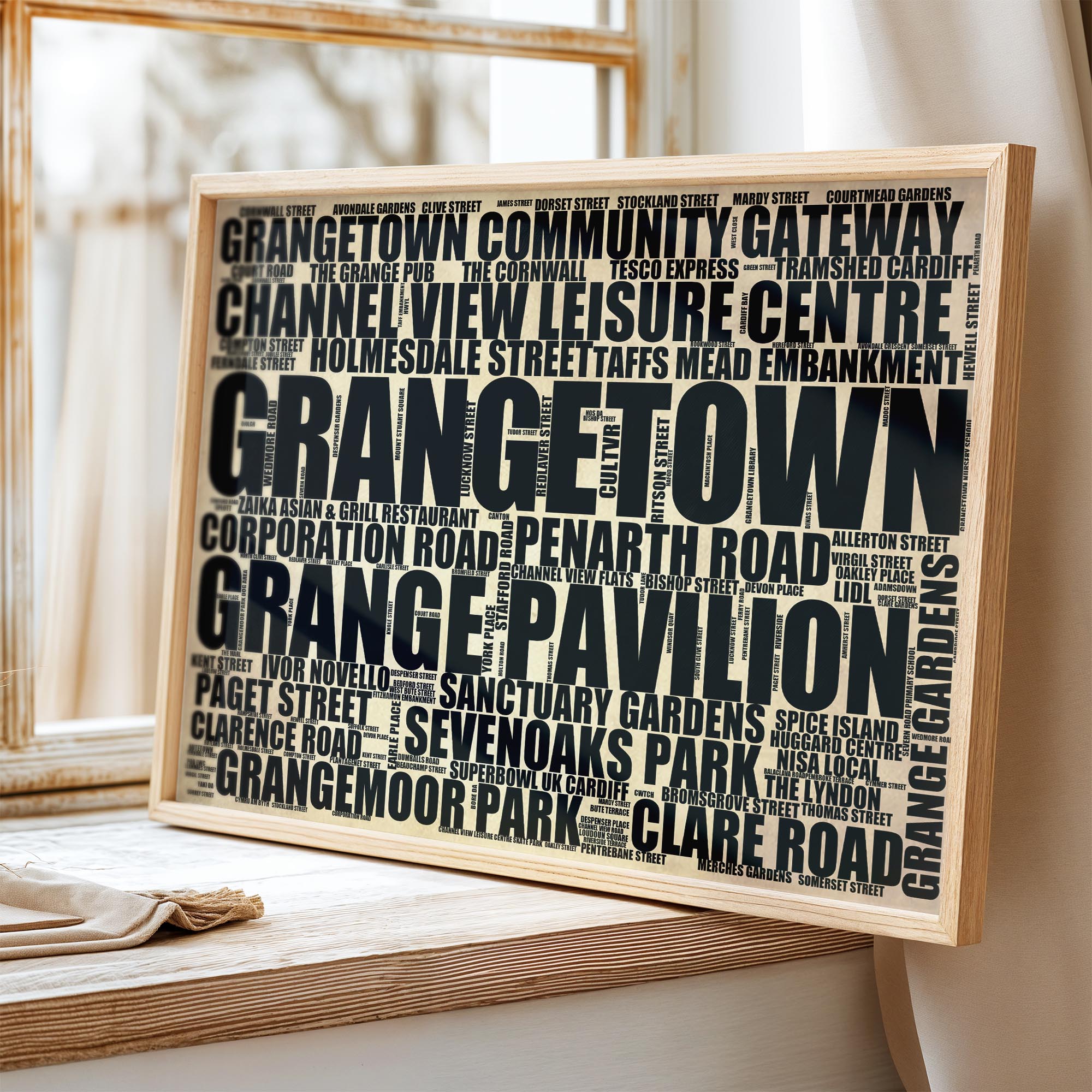 Grangetown - Premium Typographic Word Cloud Prints, Posters & Gifts