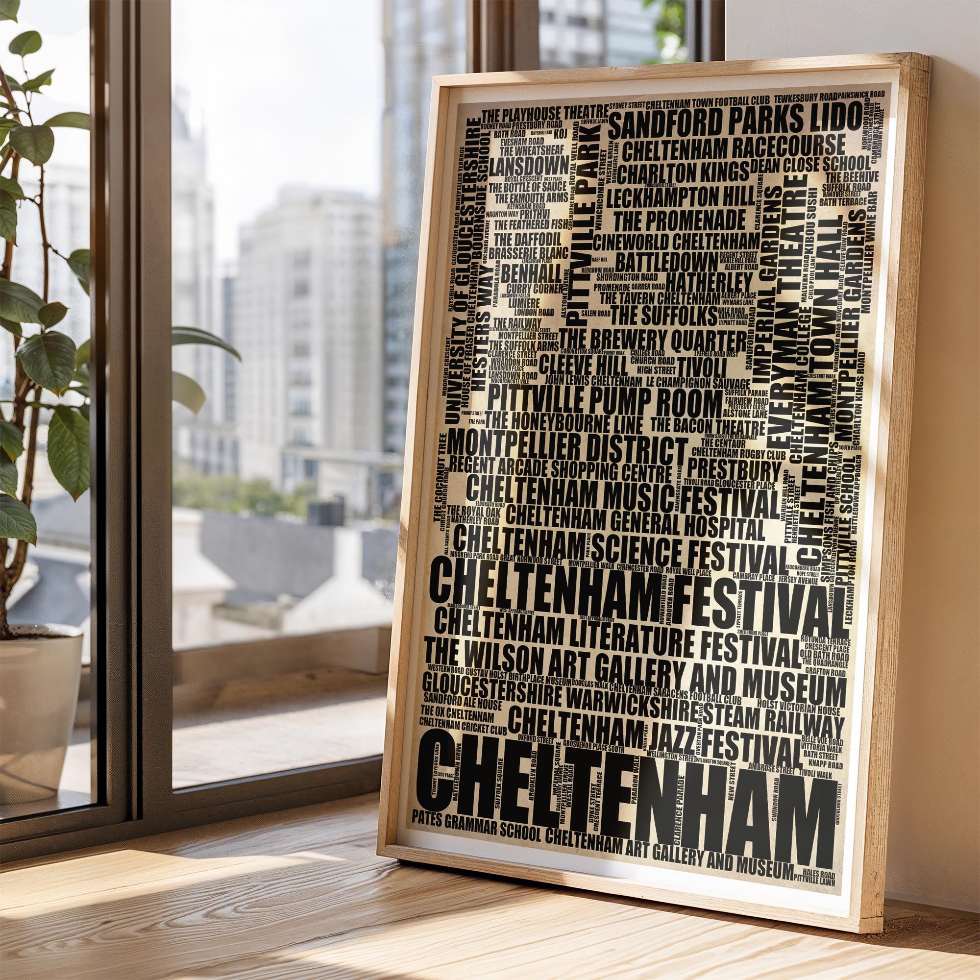 Cheltenham - Premium Typographic Word Cloud Prints, Posters & Gifts