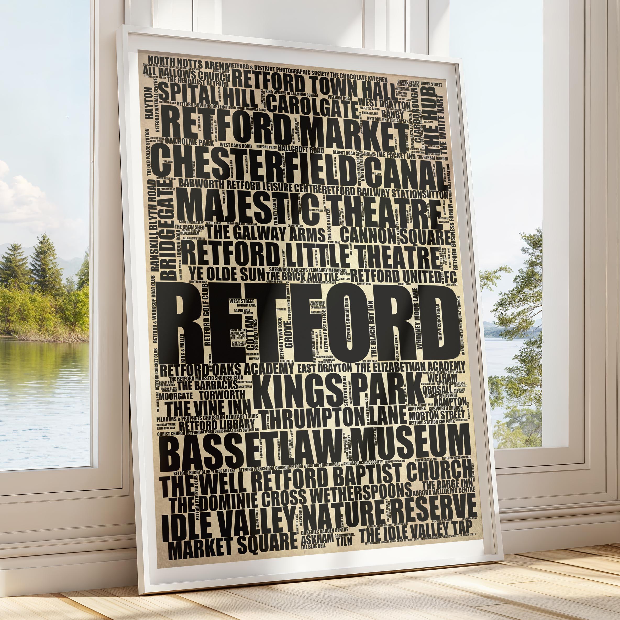 Retford - Premium Typographic Word Cloud Prints, Posters & Gifts