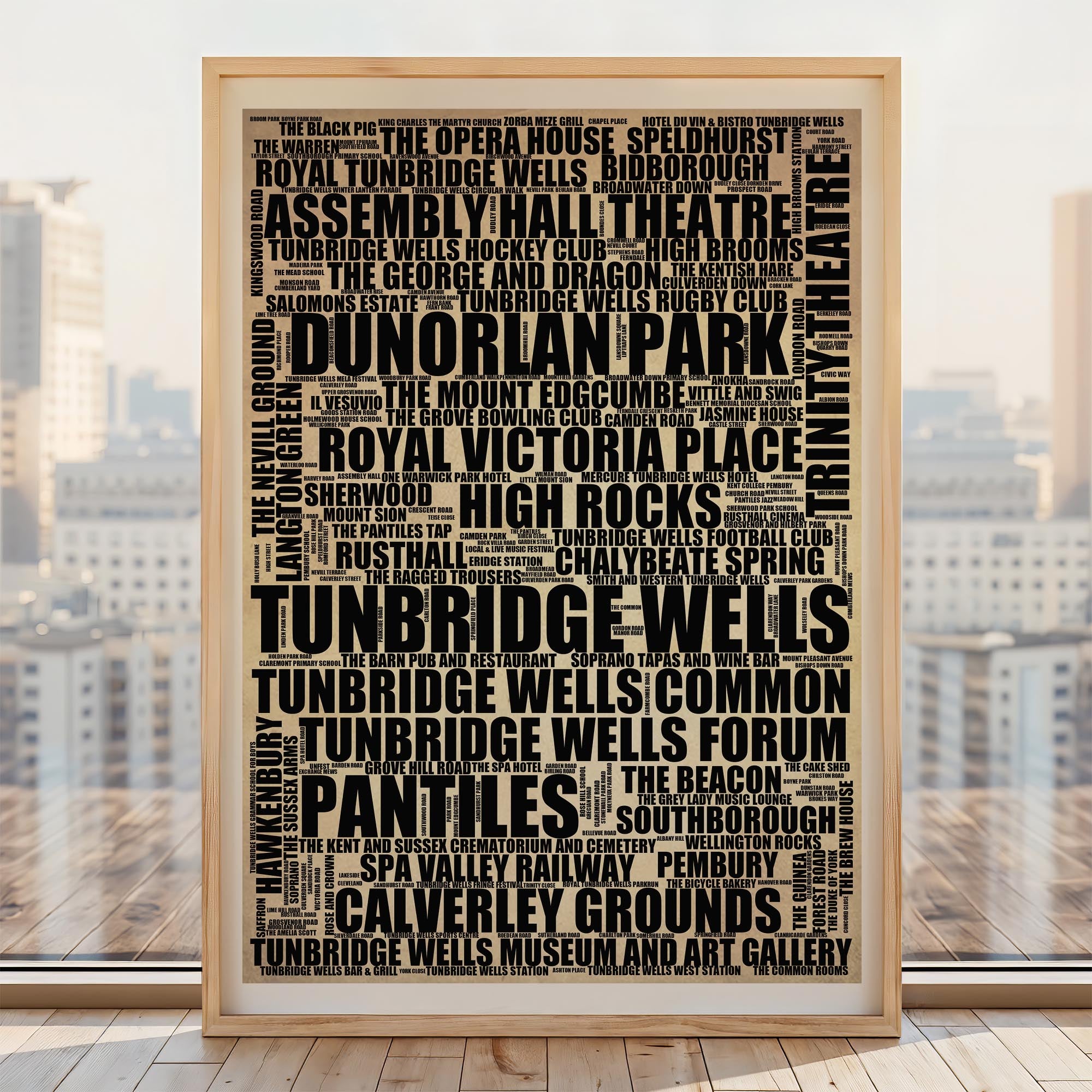 Tunbridge Wells - Premium Typographic Word Cloud Prints, Posters & Gifts