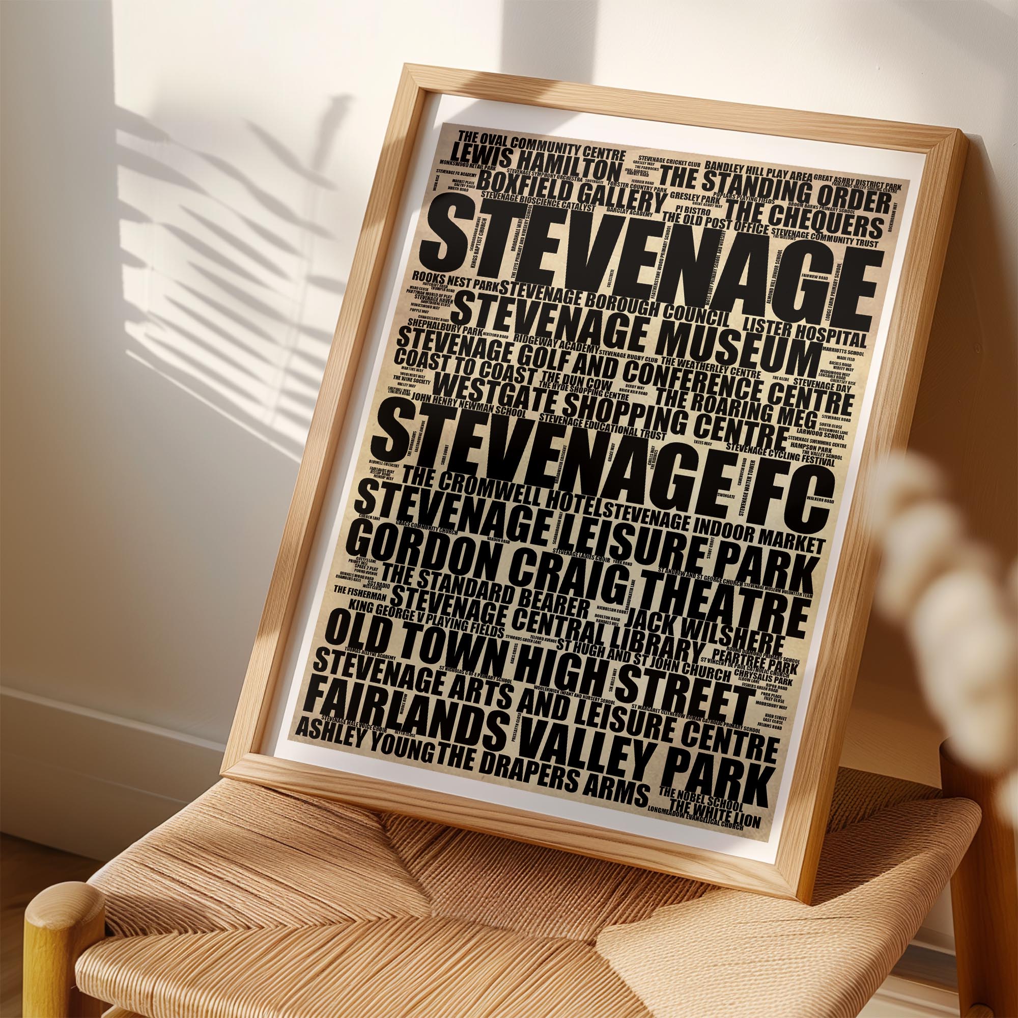 Stevenage - Premium Typographic Word Cloud Prints, Posters & Gifts