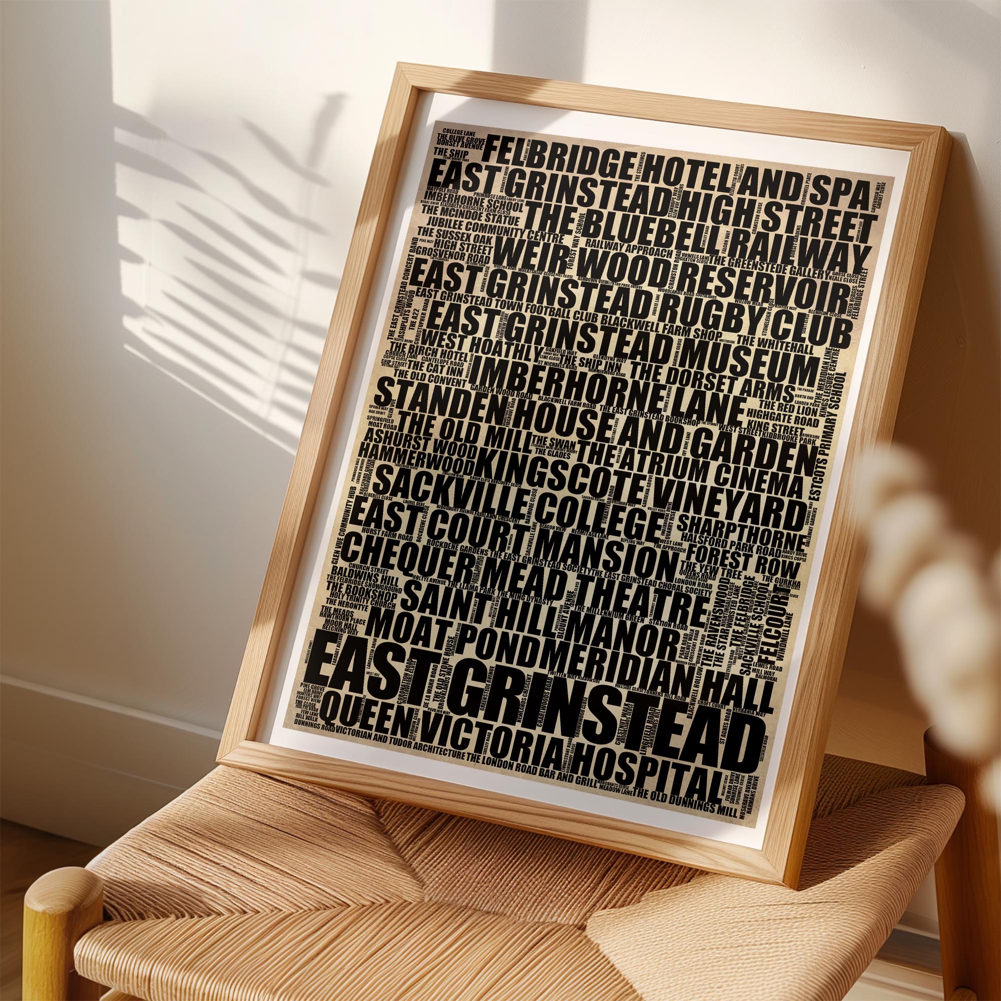 East Grinstead - Premium Typographic Word Cloud Prints, Posters & Gifts