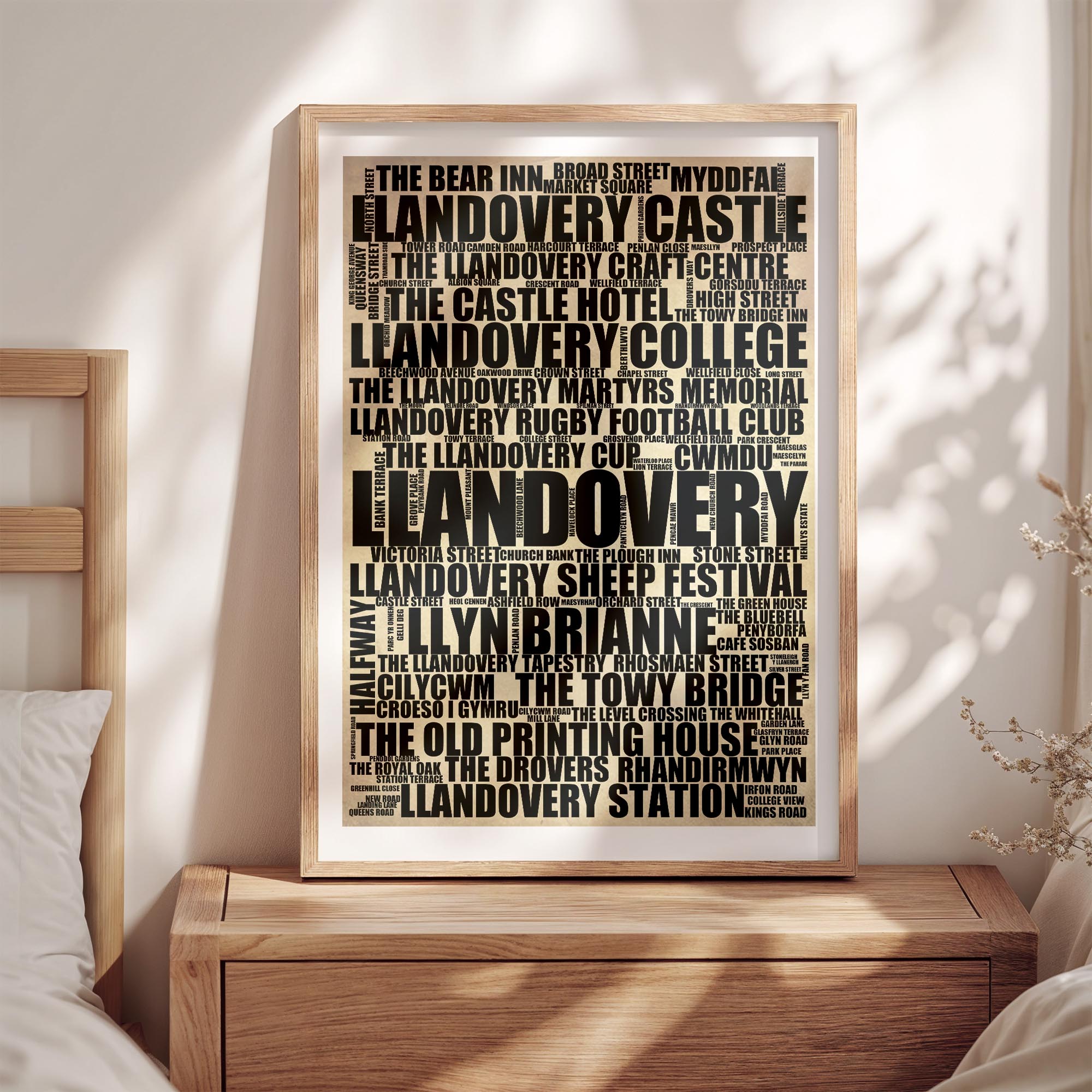 Llandovery - Premium Typographic Word Cloud Prints, Posters & Gifts