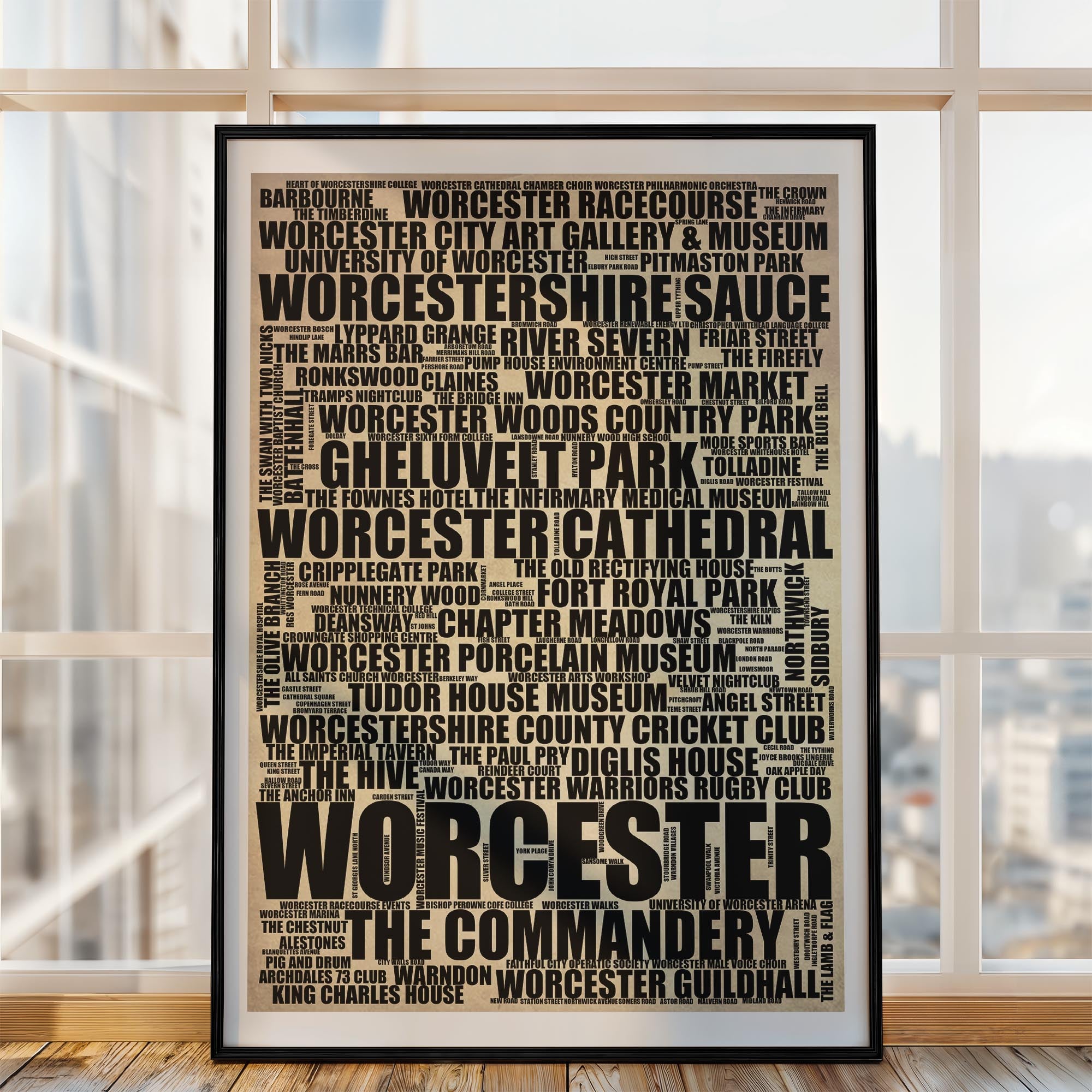 Worcester - Premium Typographic Word Cloud Prints, Posters & Gifts