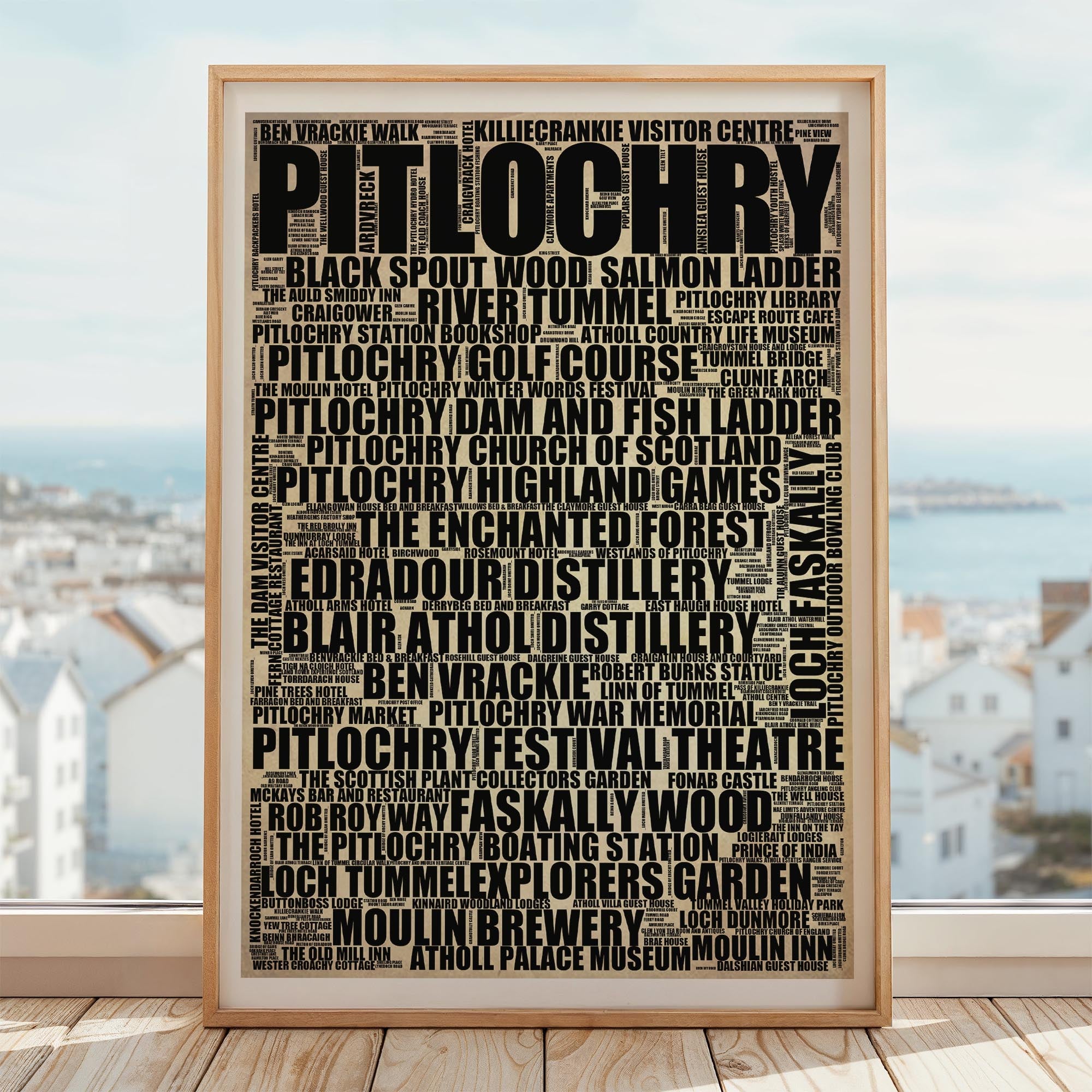 Pitlochry - Premium Typographic Word Cloud Prints, Posters & Gifts