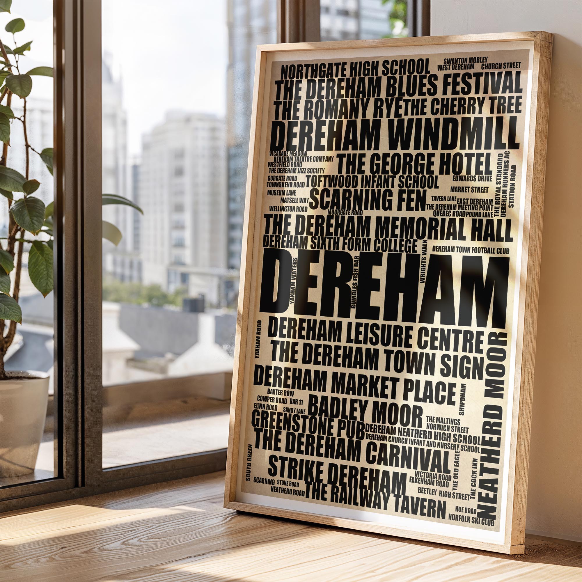 Dereham - Premium Typographic Word Cloud Prints, Posters & Gifts