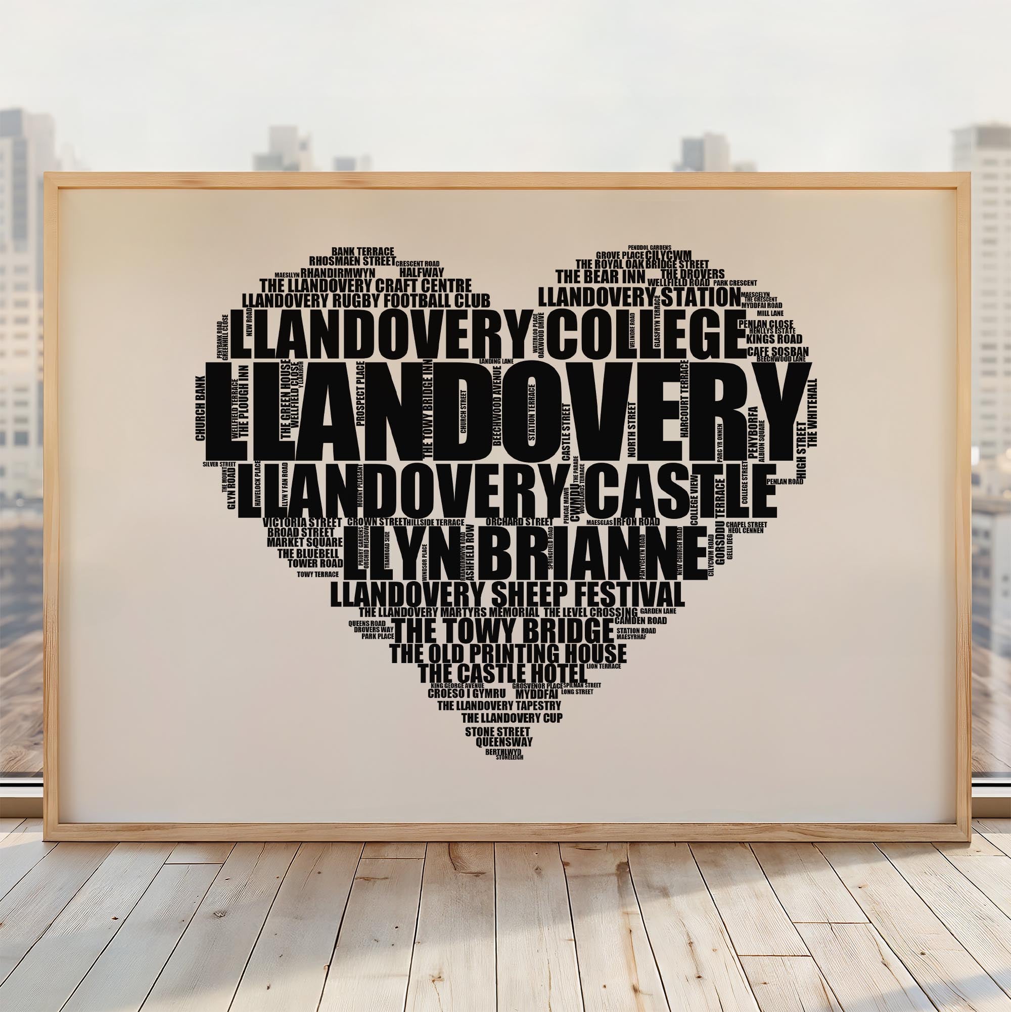 Llandovery - Premium Typographic Word Cloud Prints, Posters & Gifts