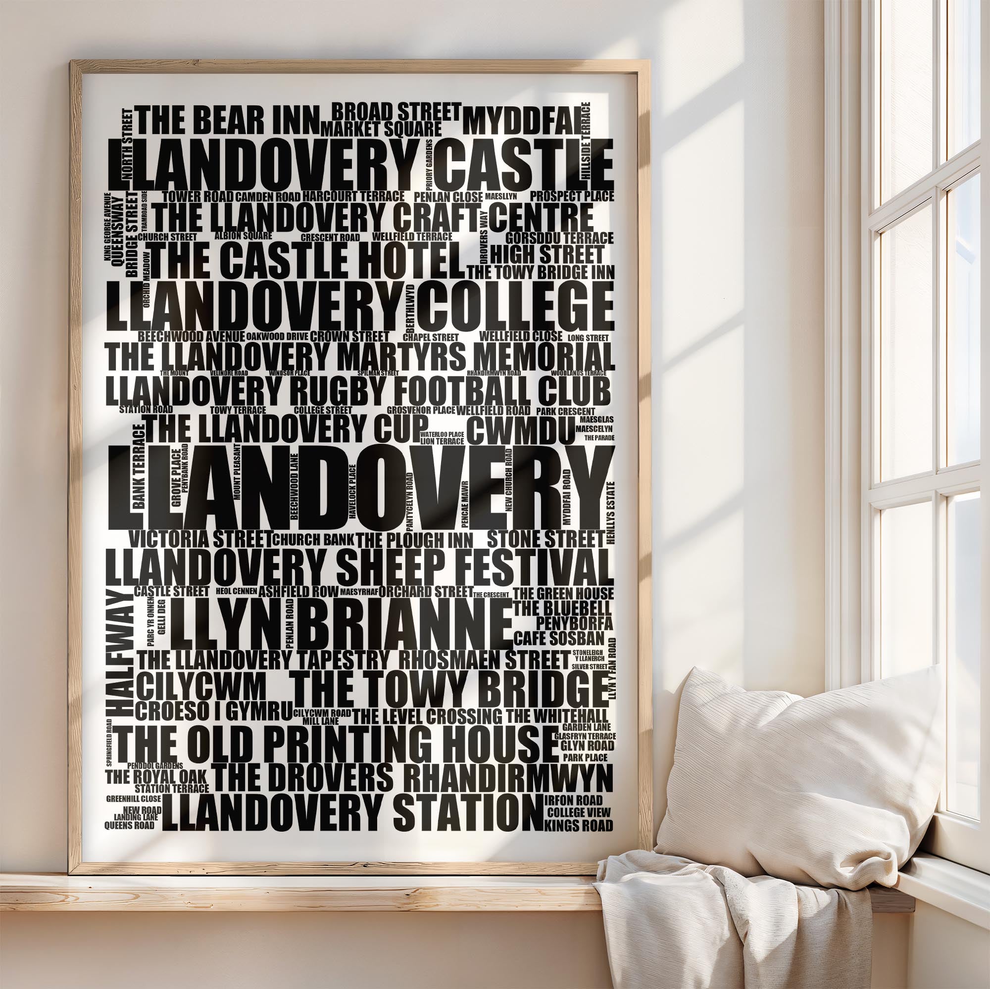 Llandovery - Premium Typographic Word Cloud Prints, Posters & Gifts