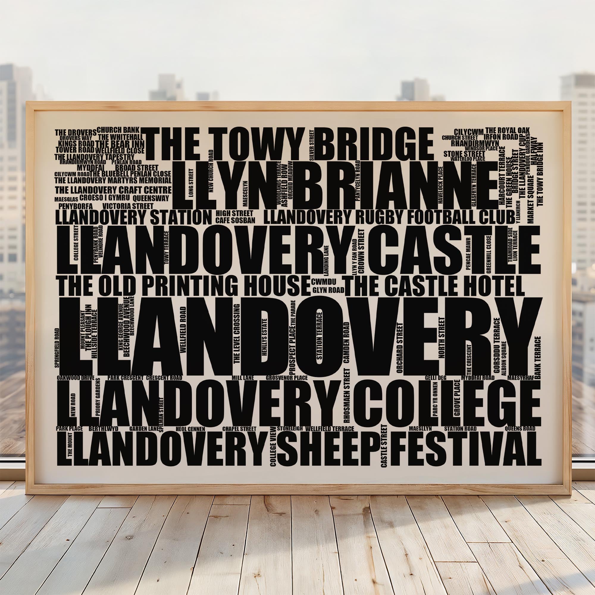 Llandovery - Premium Typographic Word Cloud Prints, Posters & Gifts