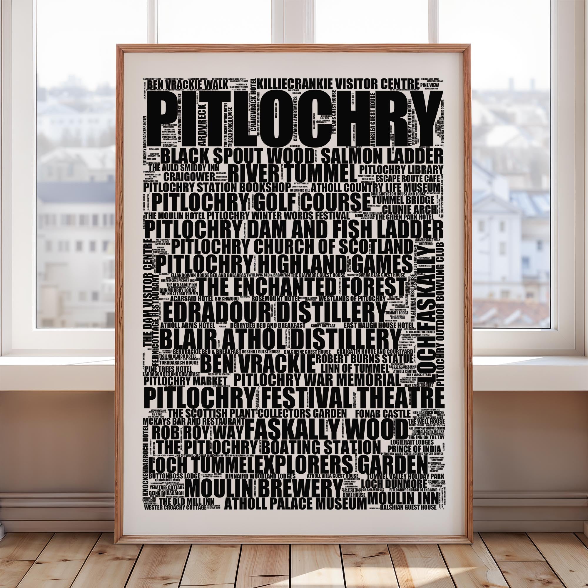 Pitlochry - Premium Typographic Word Cloud Prints, Posters & Gifts