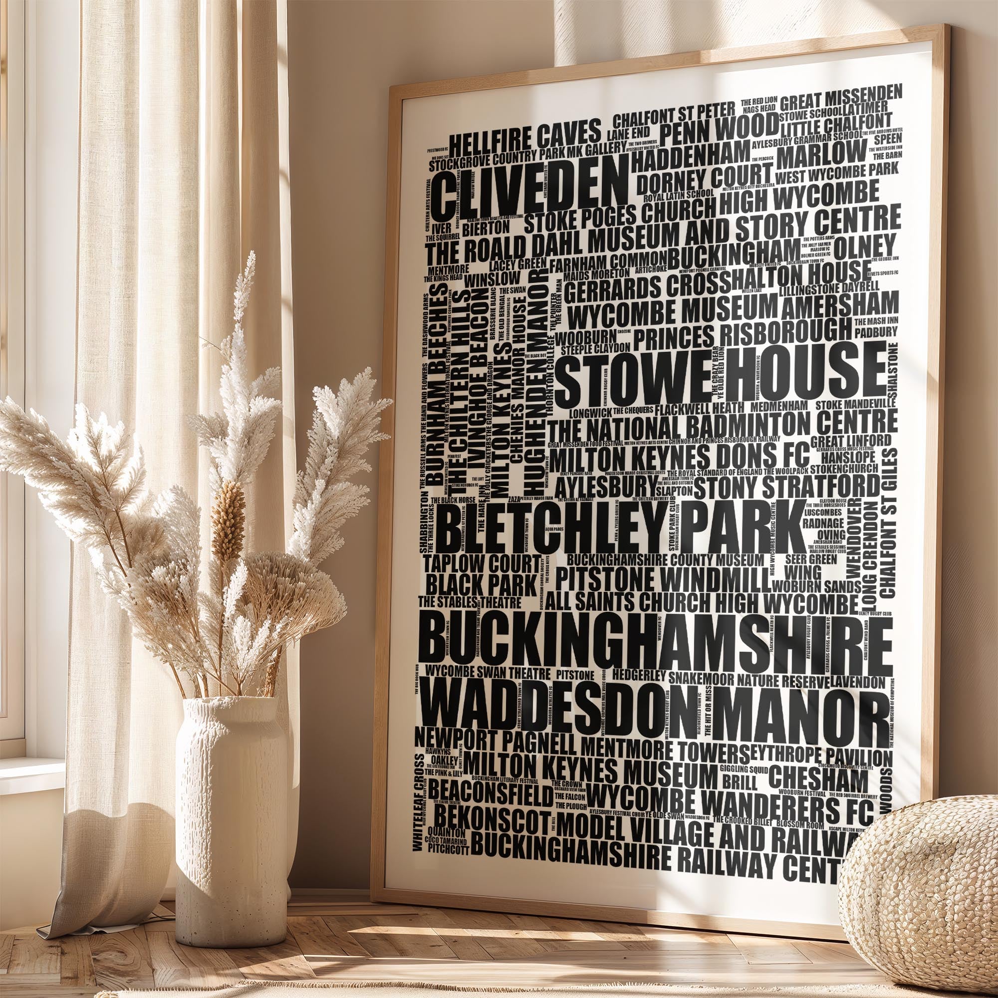 Buckinghamshire - Premium Typographic Word Cloud Prints, Posters & Gifts